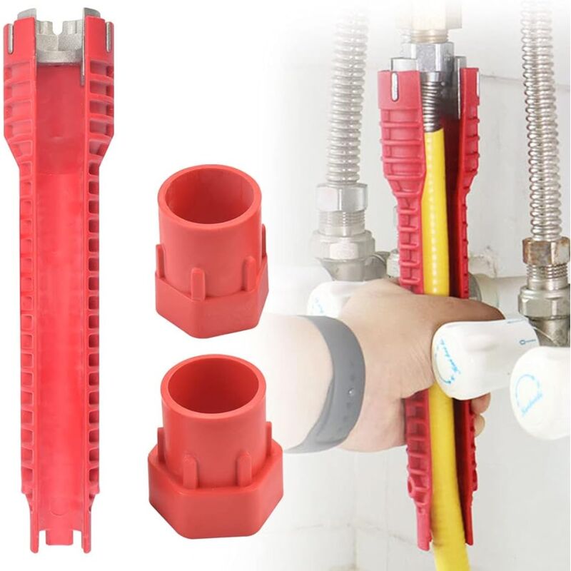 foto del prodotto aiperq chiave per rubinetto multifunzionale chiave per rubinetto miscelatore a doppia testa con bussola chiave per la rimozione del rubinetto