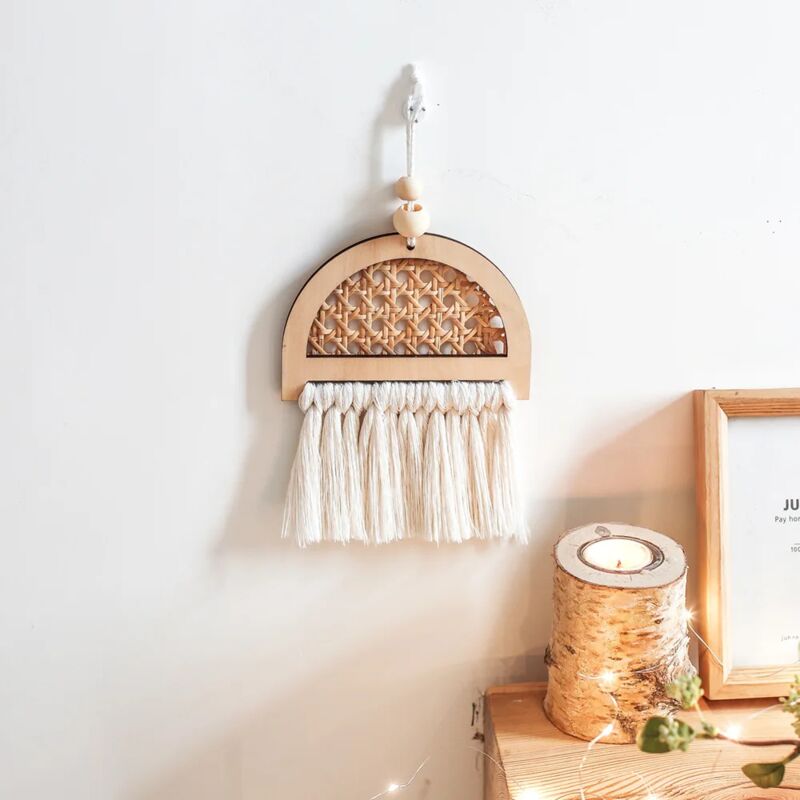 foto del prodotto aiperq ciondolo sospeso arcobaleno in stile nordico, fatto a mano, decorazione da parete creativa, stile boho