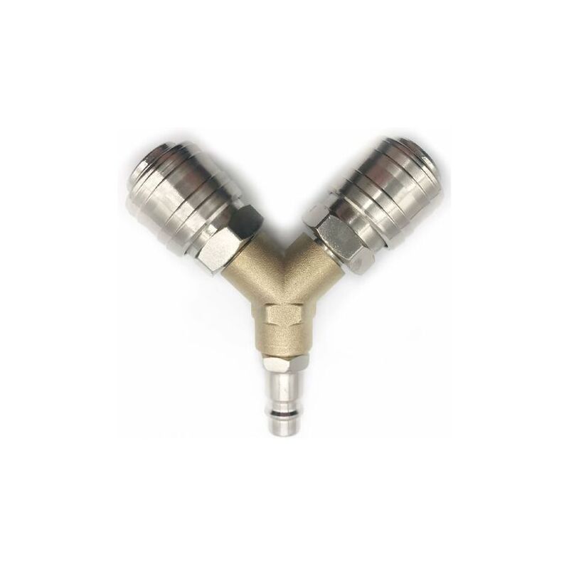 foto del prodotto aiperq compressore per tubo dell aria, connettore per aria compressa a 2 vie con 2 raccordi, connettore per tubo filettato da 1 4, distributore di