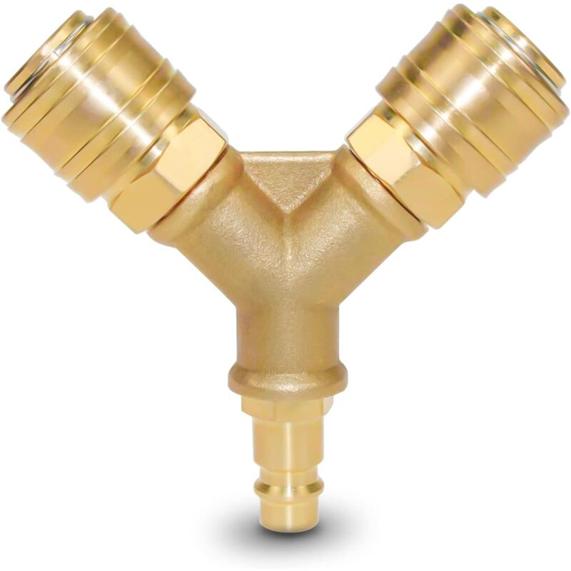 foto del prodotto aiperq compressore per tubo dell aria, connettore per aria compressa a 3 vie con 3 raccordi, connettore per tubo filettato da 1 4, distributore di