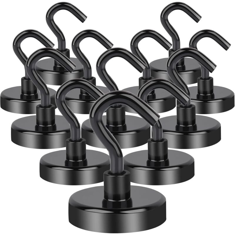 foto del prodotto aiperq confezione da 12 ganci magnetici super resistenti al neodimio da 30 kg, 32 mm, senza foratura, per porta in ferro, per cucina, campeggio,