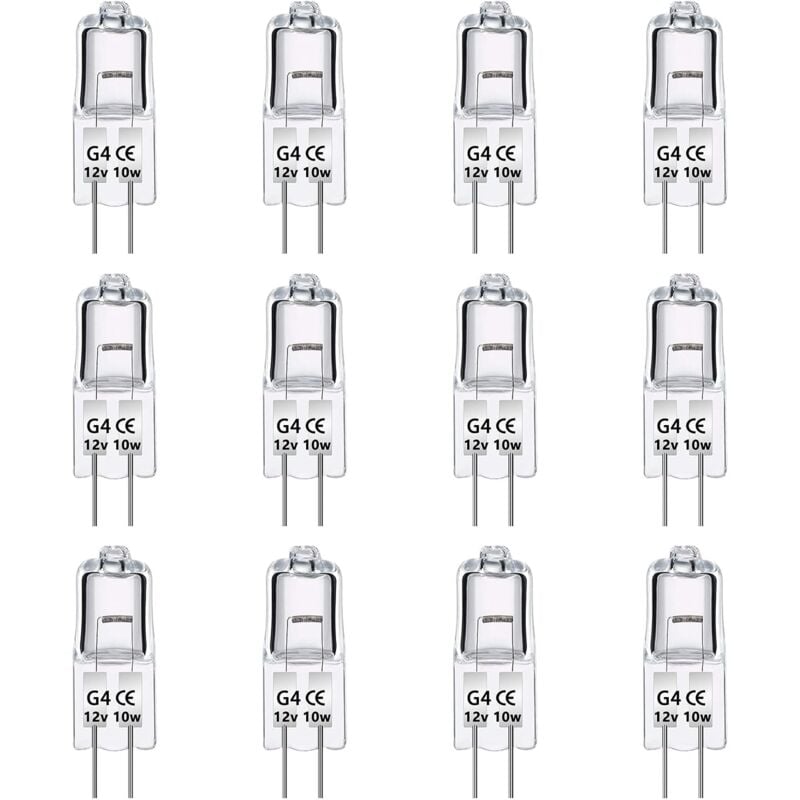 foto del prodotto aiperq - confezione da 12 lampadine alogene g4 12v 10w dimmerabili bianco caldo 2700k 140lm lampada alogena g4 a bassa tensione capsula trasparente