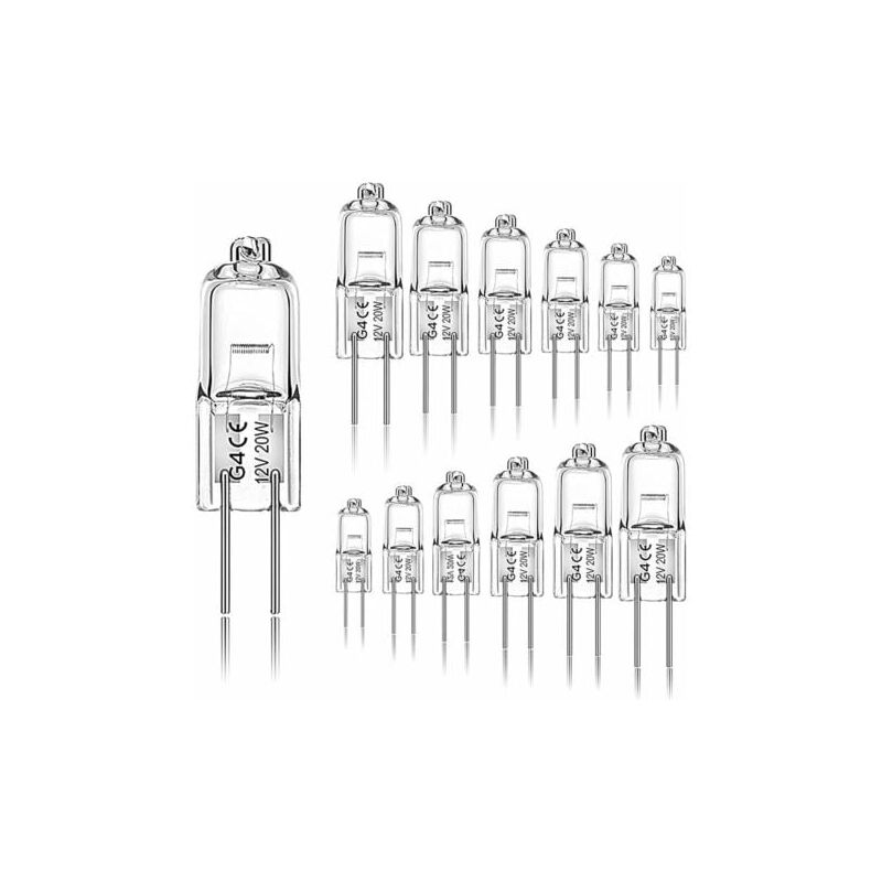 foto del prodotto aiperq confezione da 12 lampadine alogene g4 20w 12v 2800k 2 pin per cappa, cucina, soggiorno, camera da letto