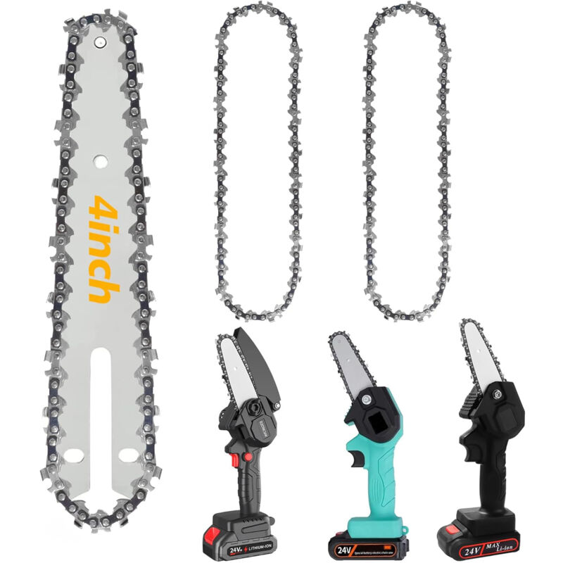foto del prodotto aiperq confezione da 2 catene per motosega elettrica in acciaio da 4 accessori di ricambio per motosega elettrica compatibili con tutte le mini