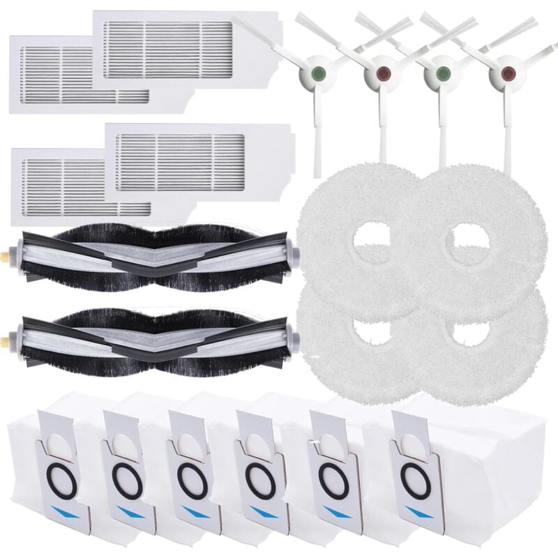 foto del prodotto aiperq confezione da 20 accessori per ecovacs deebot t20 omni 2 spazzole principali, 4 spazzole laterali, 4 filtri, 4 mocio, 6 sacchetti per la