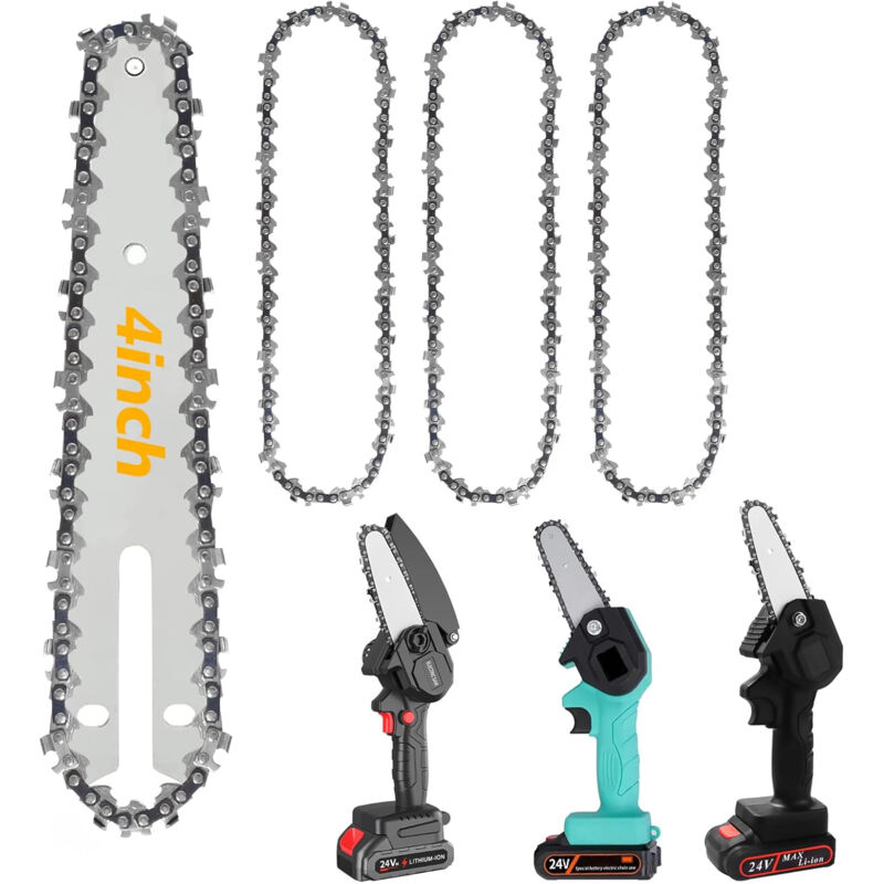foto del prodotto aiperq confezione da 3 catene per motosega elettrica in acciaio da 4 accessori di ricambio per motosega elettrica compatibili con tutte le mini