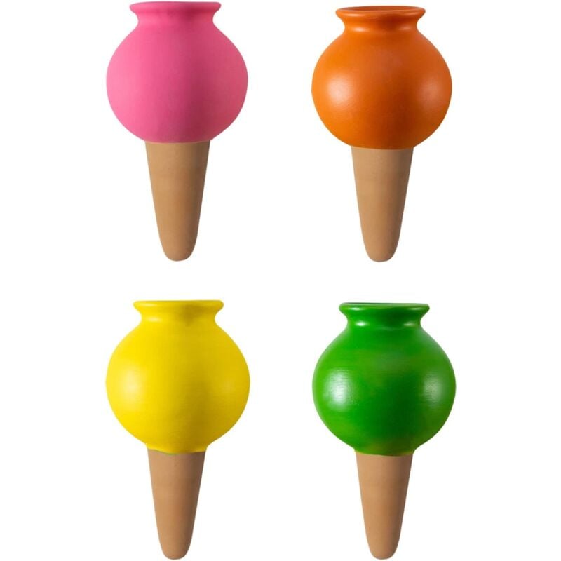foto del prodotto aiperq confezione da 4 picchetti autoirriganti in terracotta per irrigazione di piante, picchetti autoirriganti decorativi da 430 ml, irrigazione a