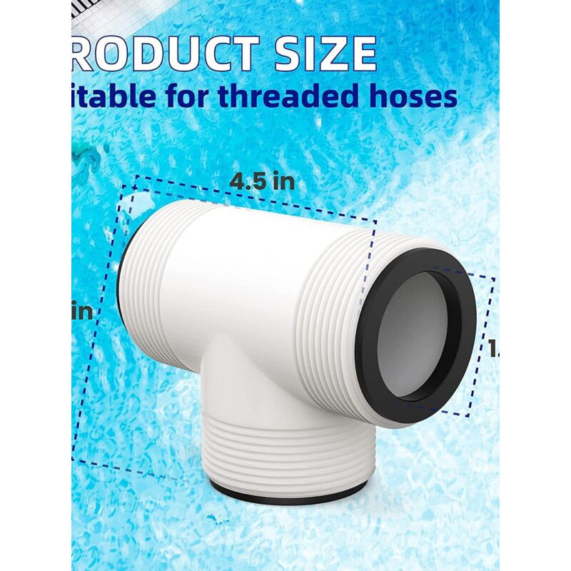 foto del prodotto aiperq connettore di ricambio per tubo flessibile per piscina intex e coleman, raccordo a t da 1,5 pollici per pompe filtro, generatori di cloro e