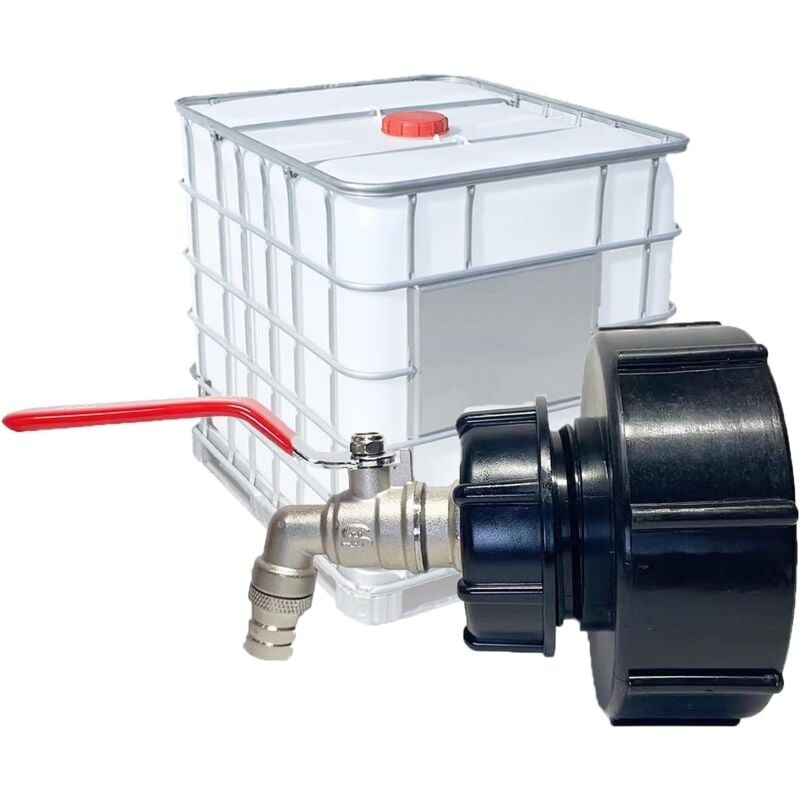 foto del prodotto aiperq connettore serbatoio rubinetto ibc adattatore serbatoio ibc 1000l adattatore serbatoio s100x8 s60x6 filettatura grossa 3 4 connettore