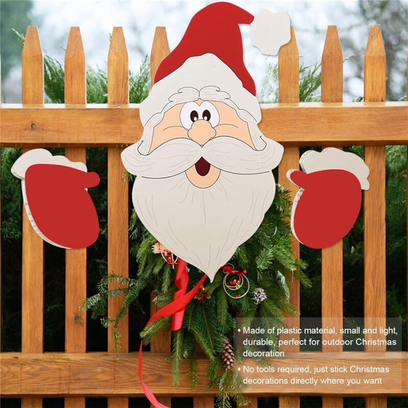 foto del prodotto aiperq decorazione per staccionata in legno da 2 pezzi, decorazione perfetta, decorazione resistente per prato e giardino, decorazione natalizia
