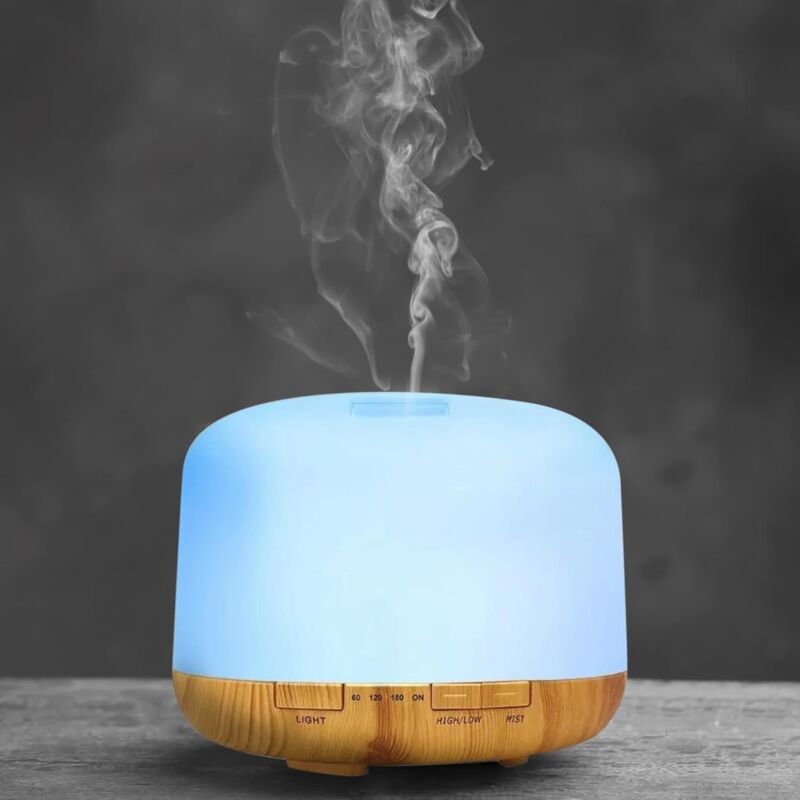 foto del prodotto aiperq diffusore di oli essenziali da 500 ml, diffusore di aromi senza bpa, umidificatore a ultrasuoni silenzioso con telecomando, spegnimento