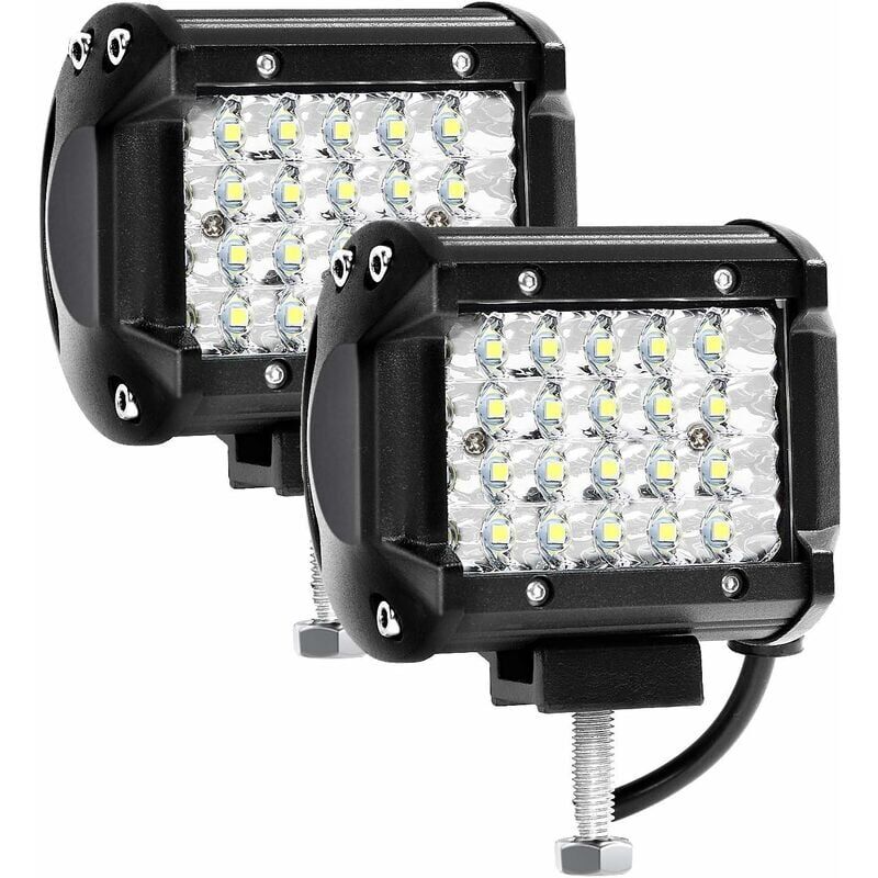 foto del prodotto aiperq faro da lavoro a led da 12 v e 144 w, 4 faro a led impermeabile ip67 per auto, camion, trattore, suv, barca faretti a led con
