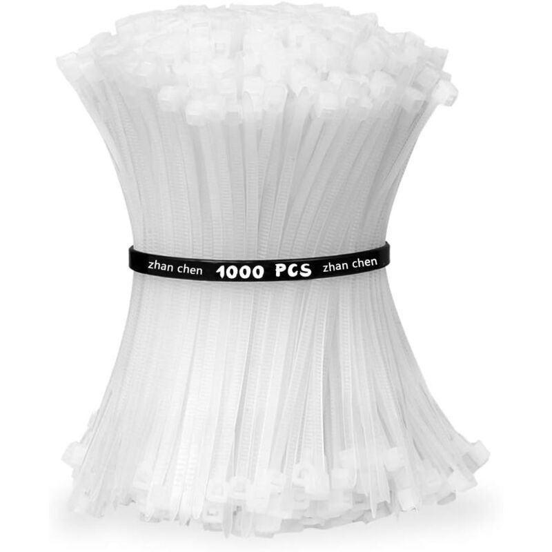 foto del prodotto aiperq fascette stringicavo rilsan 100mm x 2.5mm fascette fermacavi resistenti ai raggi uv e al calore bianco confezione da 1000 pezzi