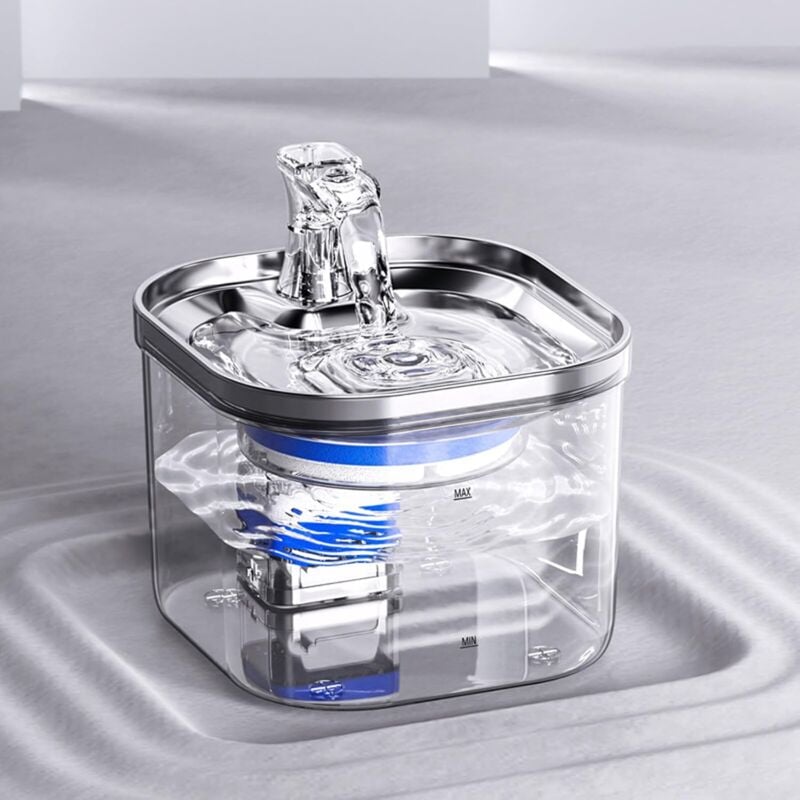 foto del prodotto aiperq fontana automatica per gatti in acciaio inossidabile da 2 litri con pompa silenziosa e filtri di ricambio base 