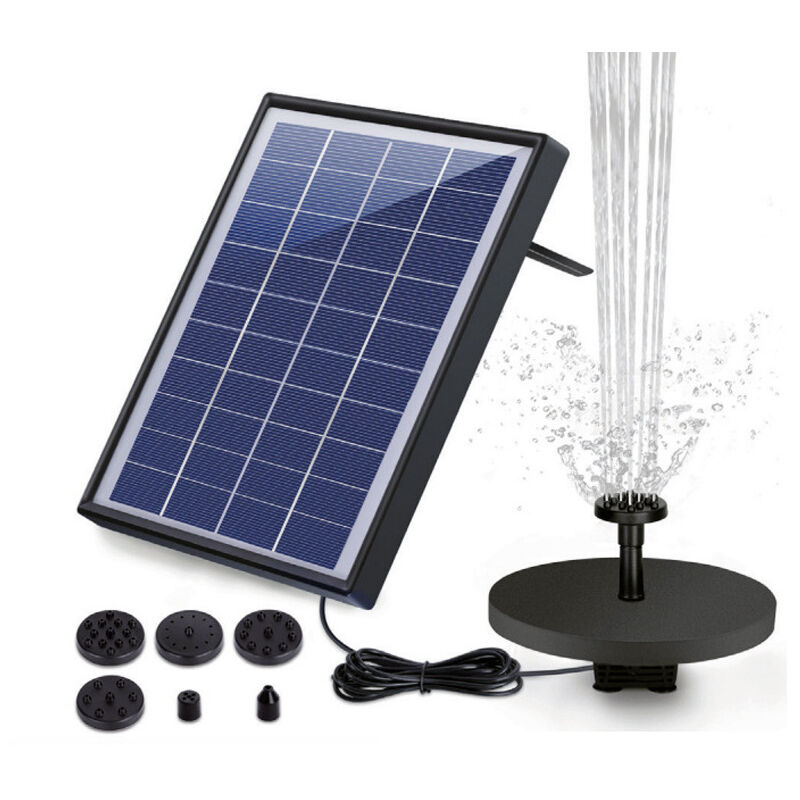 foto del prodotto aiperq fontana solare, batteria da 1500 mah, pompa solare per laghetto, fontana solare galleggiante aggiornata con 6 stili di fontana per giardini,