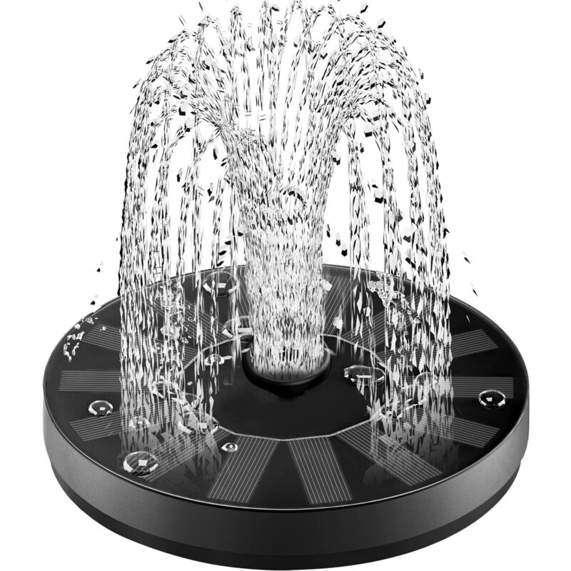 foto del prodotto aiperq fontana solare da 5 w, batteria da 1500 mah, pompa solare per laghetto, fontana solare galleggiante aggiornata con 6 stili di fontana per