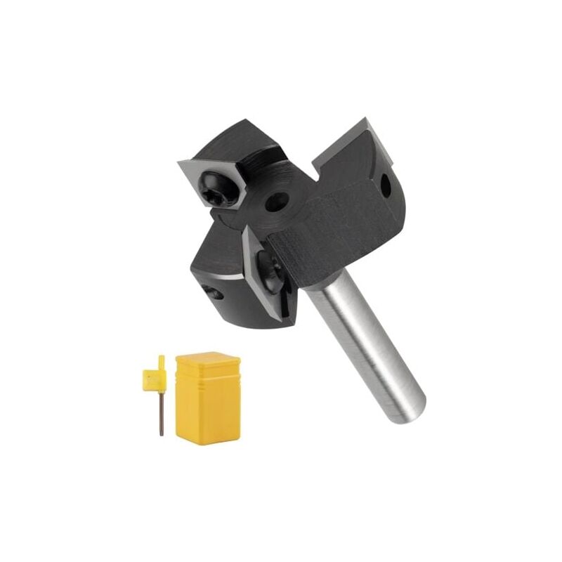 foto del prodotto aiperq fresa per spianatura con gambo da 8 mm punta per pialla con diametro di taglio di 39 mm, punta per pialla cmt con 3 lame, fresa per