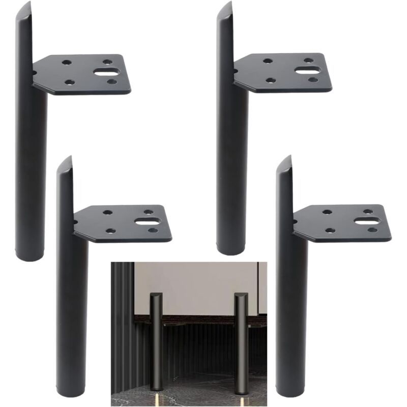foto del prodotto aiperq gambe per mobili da 15 cm, gambe per tavolo in metallo nero, gambe per mobili fai da te, con viti, utilizzate per divani, tavolini, mobili