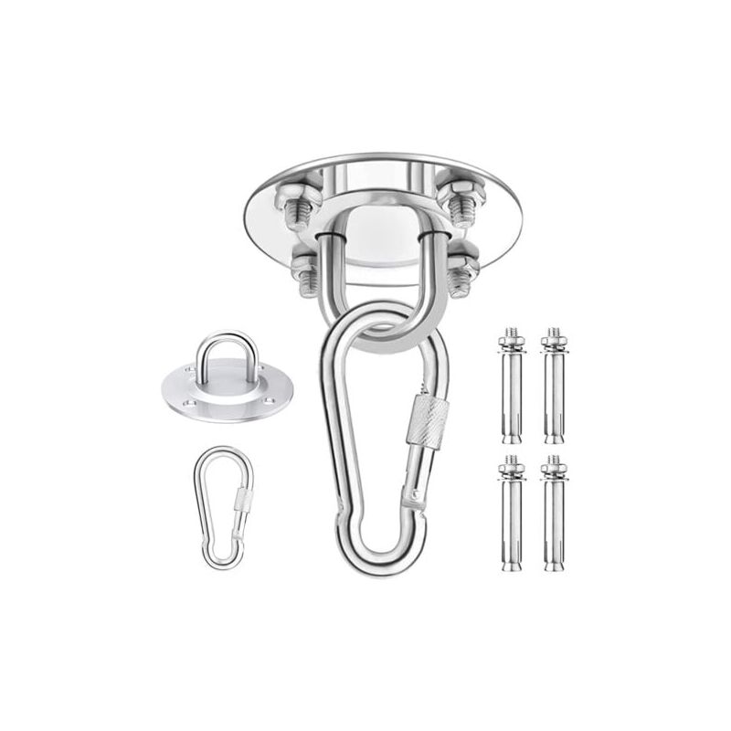 foto del prodotto aiperq gancio da soffitto per impieghi gravosi, kit per appendere amache in acciaio inossidabile con capacit di 450 kg, rotazione di 180 per set in