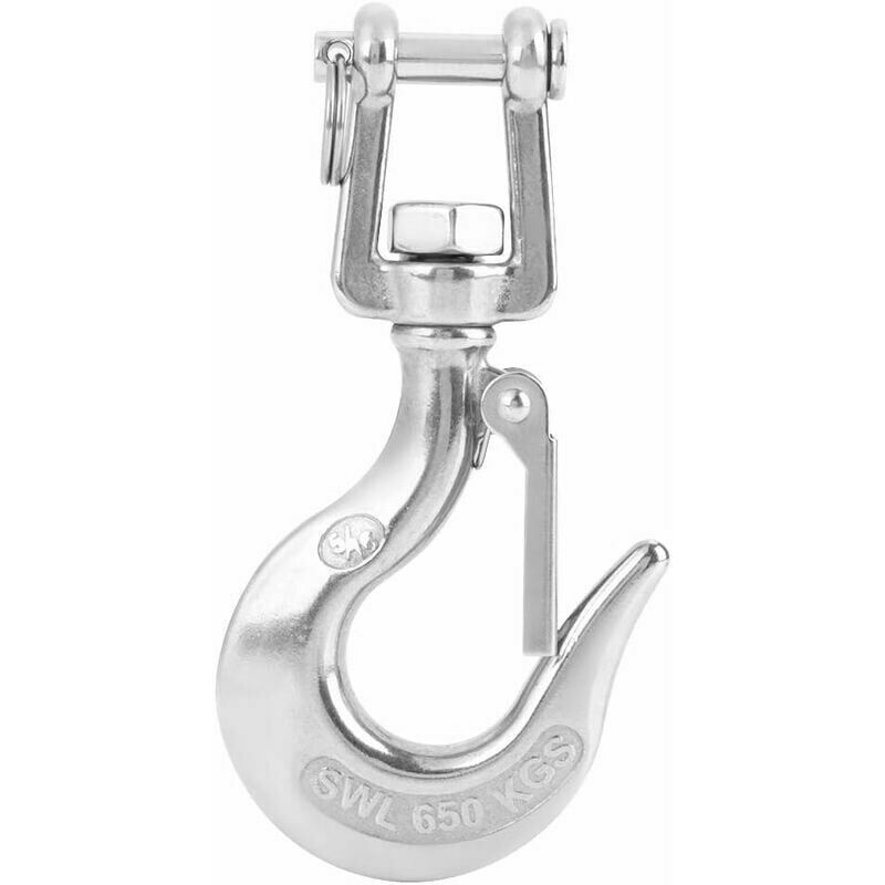 foto del prodotto aiperq gancio girevole in acciaio inox con fermo gancio per carico gancio di sicurezza accessorio per sartiame carico di lavoro 650 kg