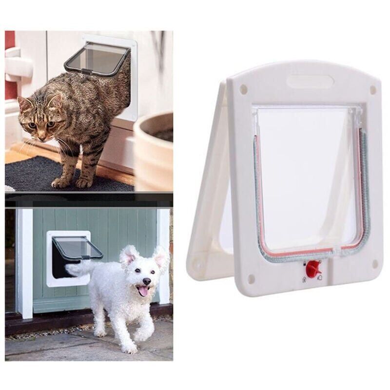 foto del prodotto aiperq gattaiola, gattaiola con serratura a 4 vie per gatti, cani di piccola taglia, facile da installare e utilizzare m, bianco 