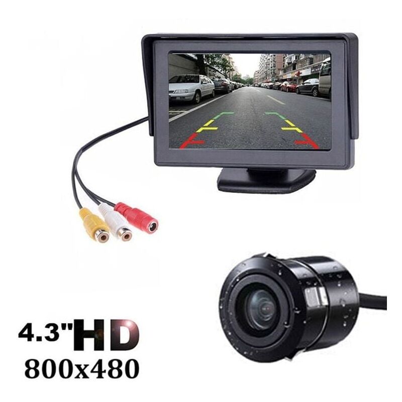 foto del prodotto aiperq hd 1080p 4.3 telecamera per visione posteriore dash cam monitor sistema di parcheggio kit per auto campeggio camion caravan impermeabile