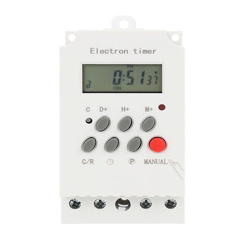 foto del prodotto aiperq interruttore temporizzatore digitale programmabile 220v 25a, regolatore temporizzatore elettronico per guida din con display lcd bianco