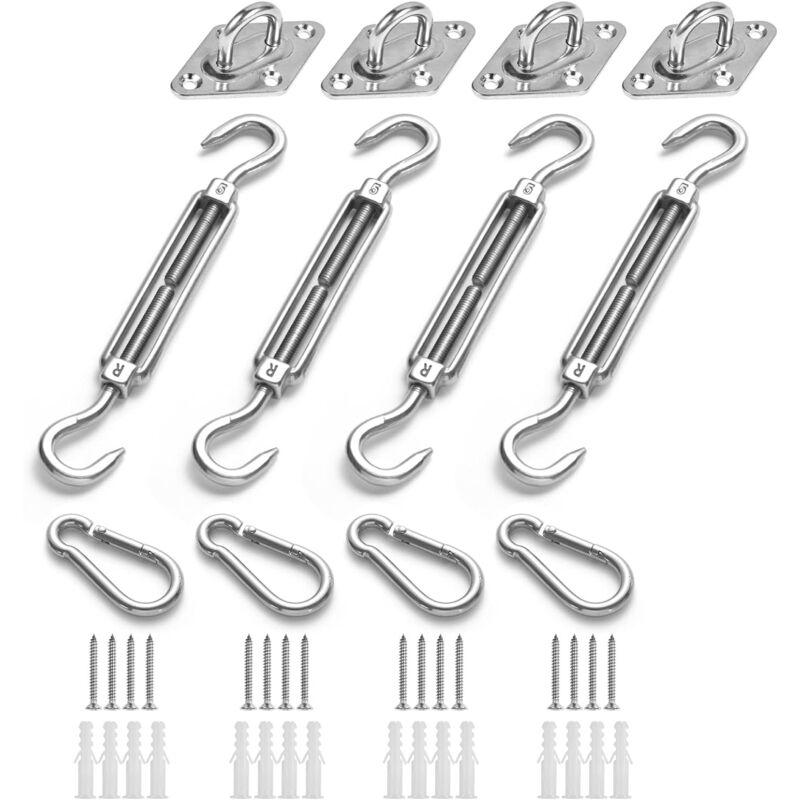 foto del prodotto aiperq kit di fissaggio per tenda da sole vela ombreggiante in acciaio inossidabile resistente set di accessori da giardino vela ombreggiante