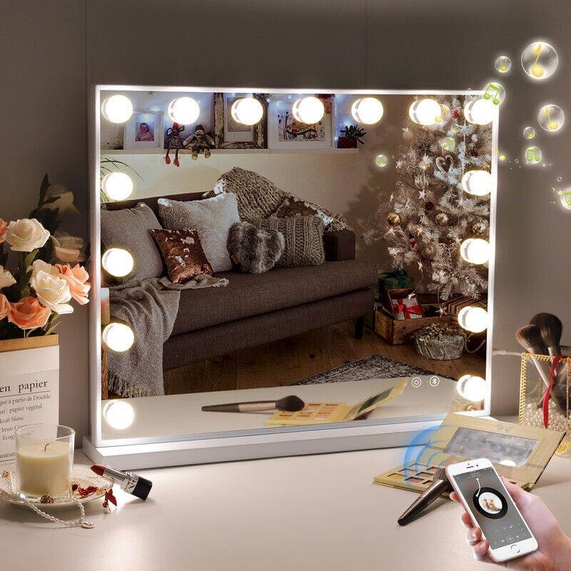 foto del prodotto aiperq kit di luci per specchio con 14 lampadine per tavolo da trucco, specchio led hollywood dimmerabile, lampada da trucco usb con interruttore e