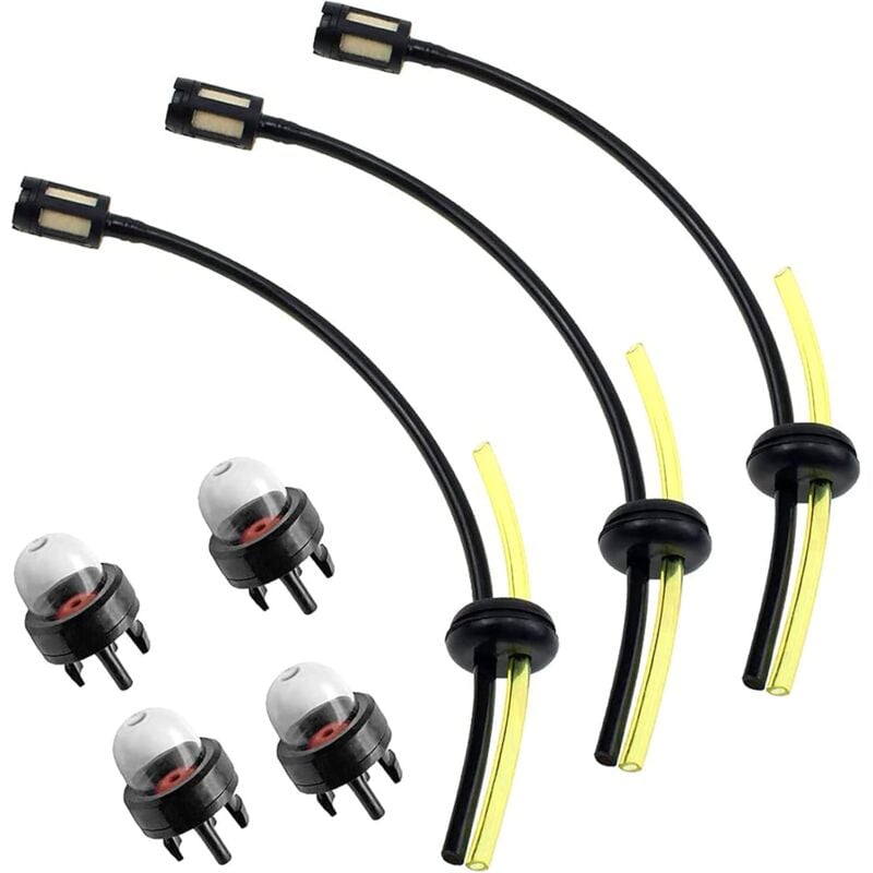 foto del prodotto aiperq kit universale tubo benzina e pompetta 3 tubi e 4 pompette per carburatore decespugliatore, ricambi decespugliatore, soffiatore, motosega