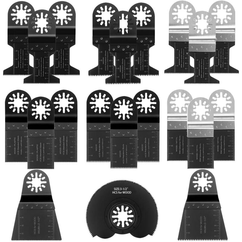 foto del prodotto aiperq lama per sega oscillante, kit multi utensile misto da 21 pezzi, per taglio multi utensile generico punta da trapano 