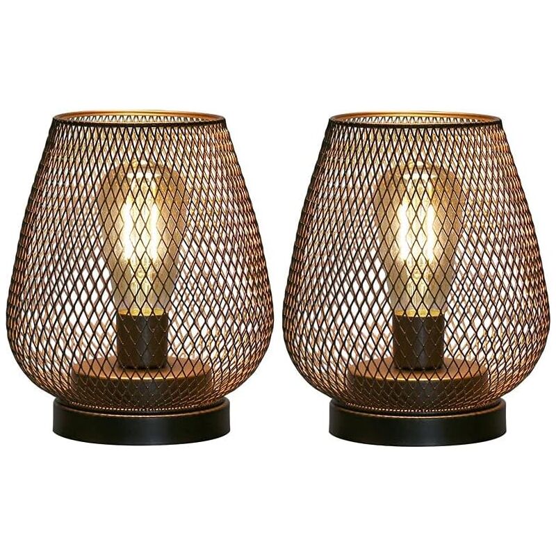 foto del prodotto aiperq lampada da comodino design batteria lampade da tavolo per esterni set di 2 lampade da tavolo a gabbia in metallo lampada da tavolo per