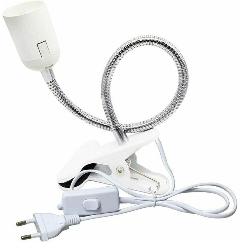 immagine 0 del prodotto aiperq lampada da lettura con morsetto e27, ca 230 v, cavo con presa a clip con interruttore, lampada a clip e27 flessibile a collo di cigno per