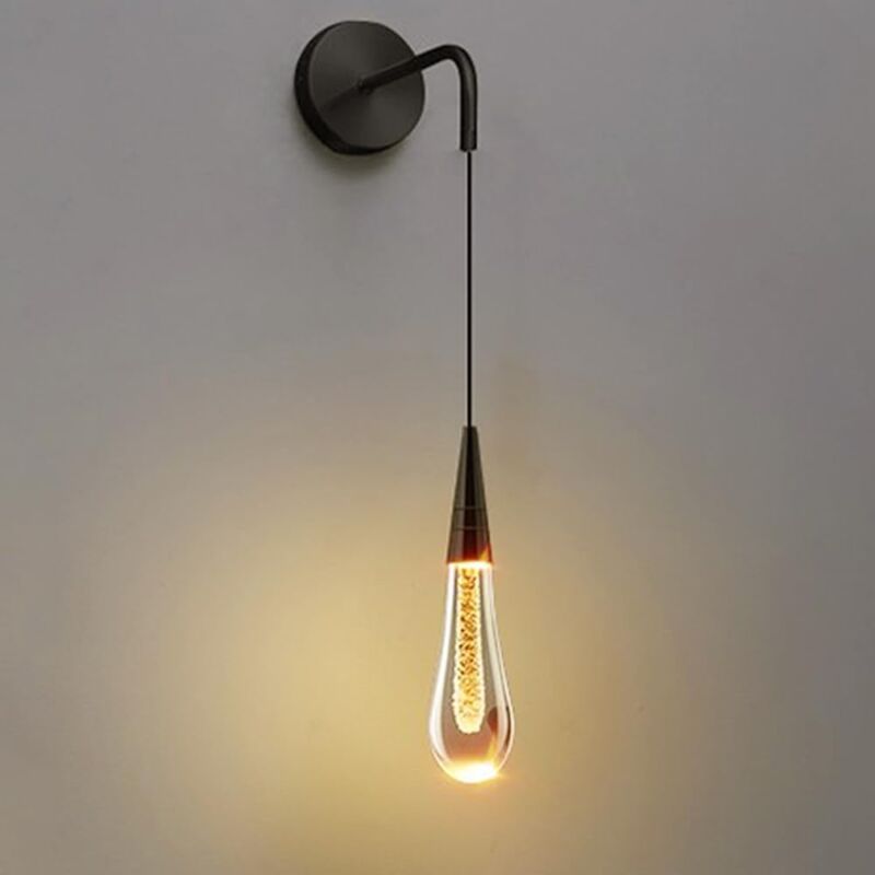immagine 0 del prodotto aiperq lampada da parete creativa a goccia, lampada da parete in alluminio a testa singola con paralume in vetro a goccia, applique a led nero