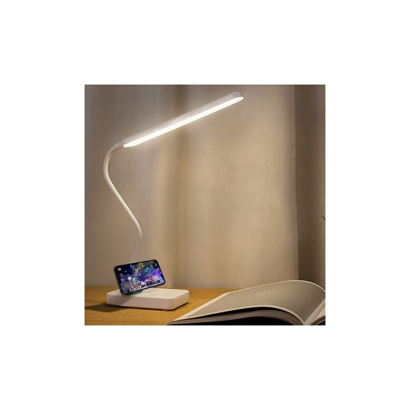 foto del prodotto aiperq lampada da scrivania a led senza fili ricaricabile tramite usb, batteria da 2000 mah, controllo touch, 3 colori, 6 luminosit regolabili,