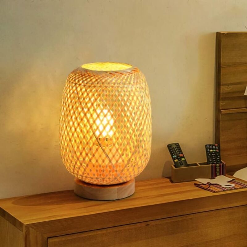 foto del prodotto aiperq lampada da tavolo con lanterna in bamb lampada da comodino lampada da comodino in stile giapponese illuminazione decorativa camera da letto