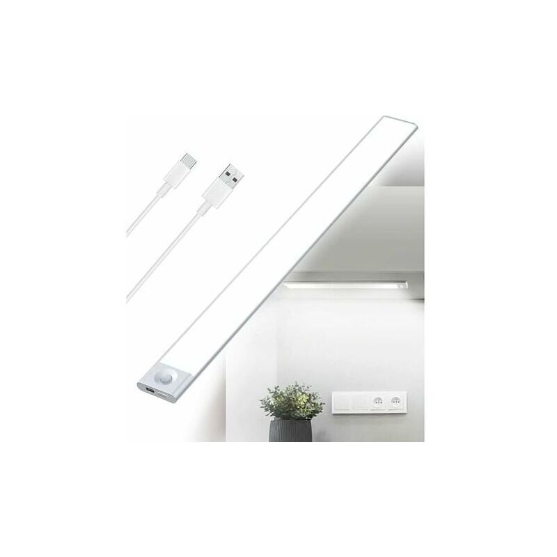 foto del prodotto aiperq lampada led per armadio con sensore di movimento ricaricabile, luce tricolore, wireless, 40 cm, scala, lampada per interni, striscia led 3