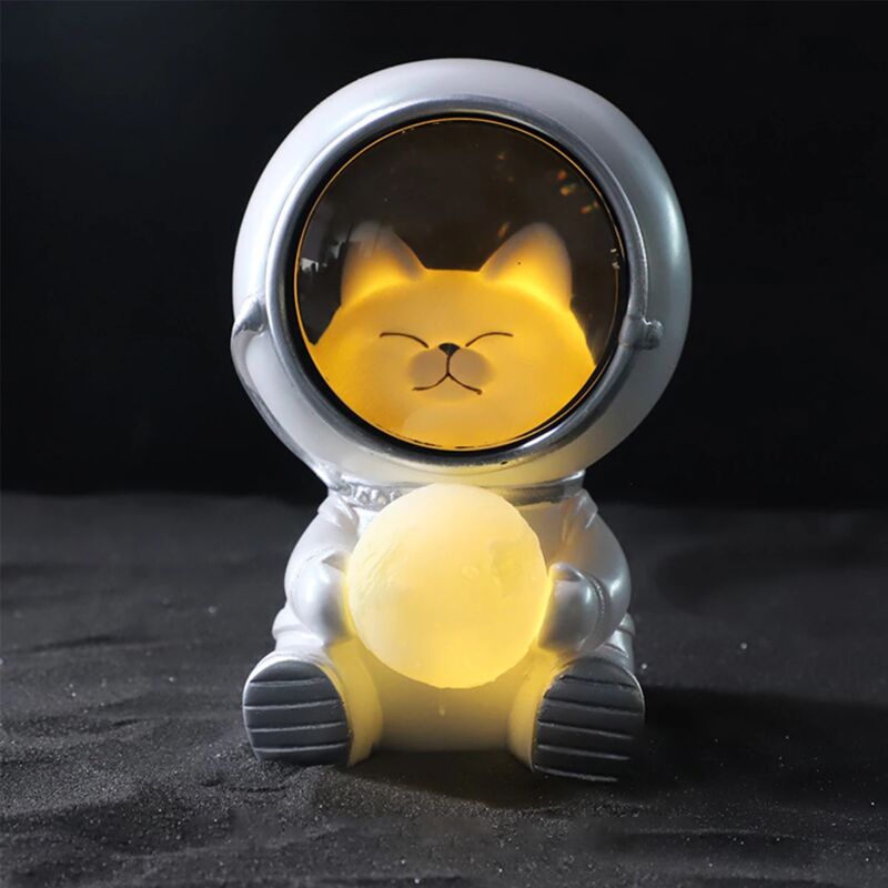 foto del prodotto aiperq lampada per gatti astronauta, luci notturne usb carine per bambini, regalo di compleanno per bambini gatto domestico 
