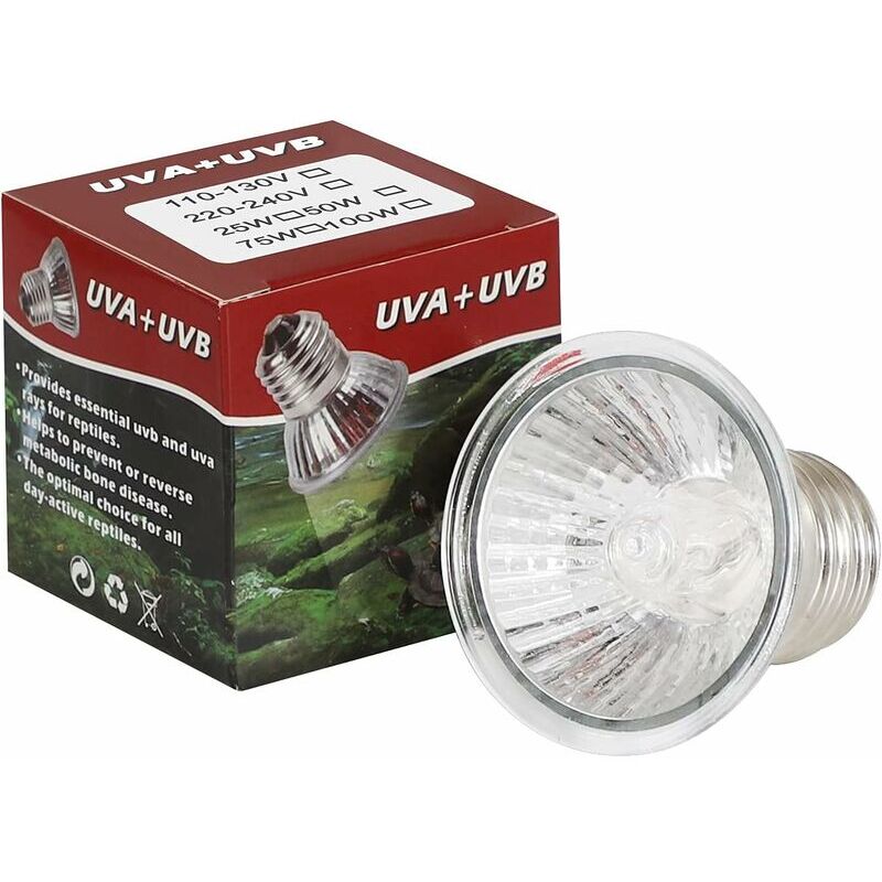 foto del prodotto aiperq lampada riscaldante tartaruga, lampada riscaldante led uva uvb a spettro completo da 25 w, lampada riscaldante e27, adatta per rettili,
