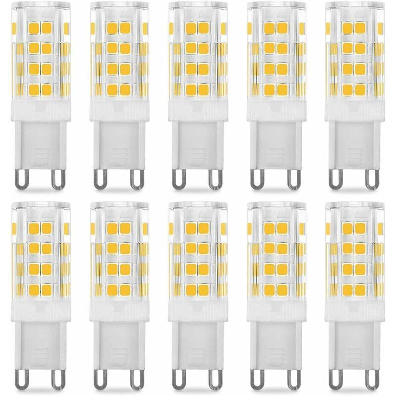 foto del prodotto aiperq lampadina led ymyny g9 5w, equivalente a 40w, bianco caldo 3000k, 220 240v, angolo del fascio di 360 , confezione da 10