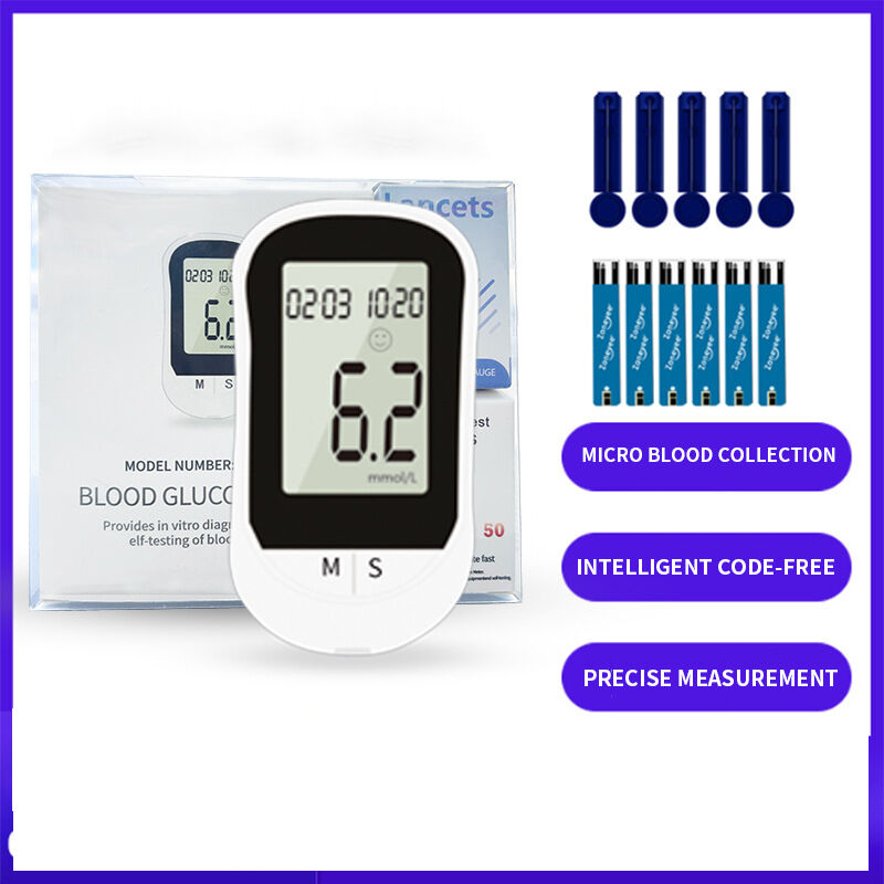 foto del prodotto aiperq lecteur de glyc mie, testeur de glyc mie domicile avec bandelettes de test et kit de testeur aiguille