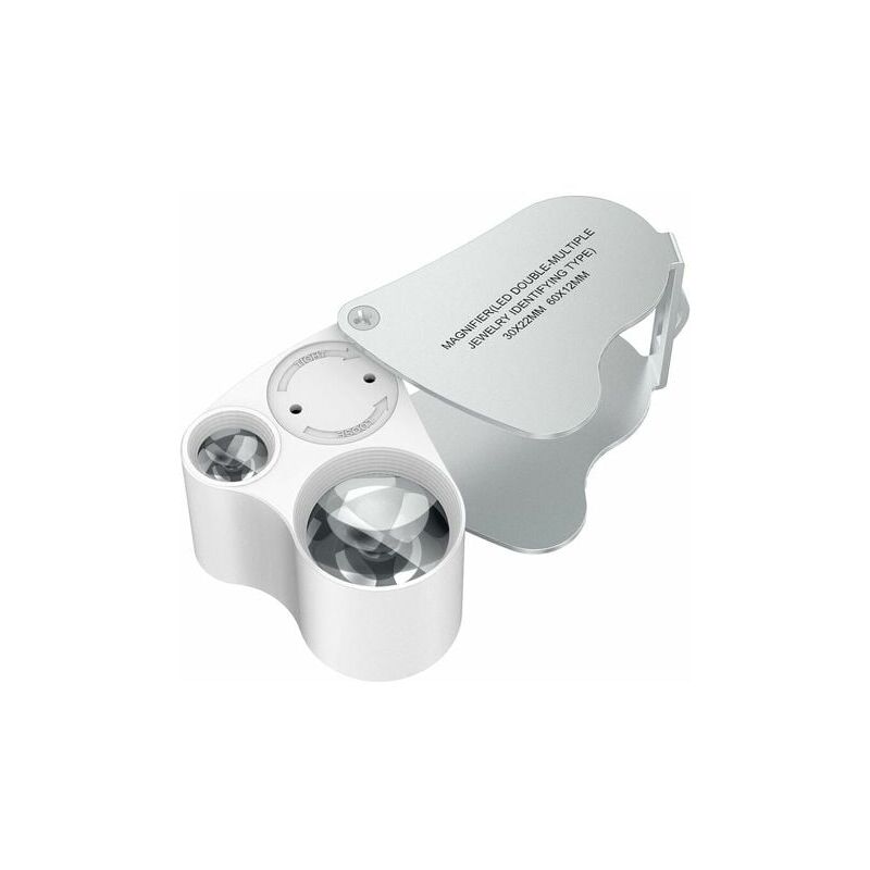 foto del prodotto aiperq lente d ingrandimento da gioielliere 30 x 60, lente d ingrandimento da orologiaio illuminata a led, gemme, gioielli, pietre, francobolli,