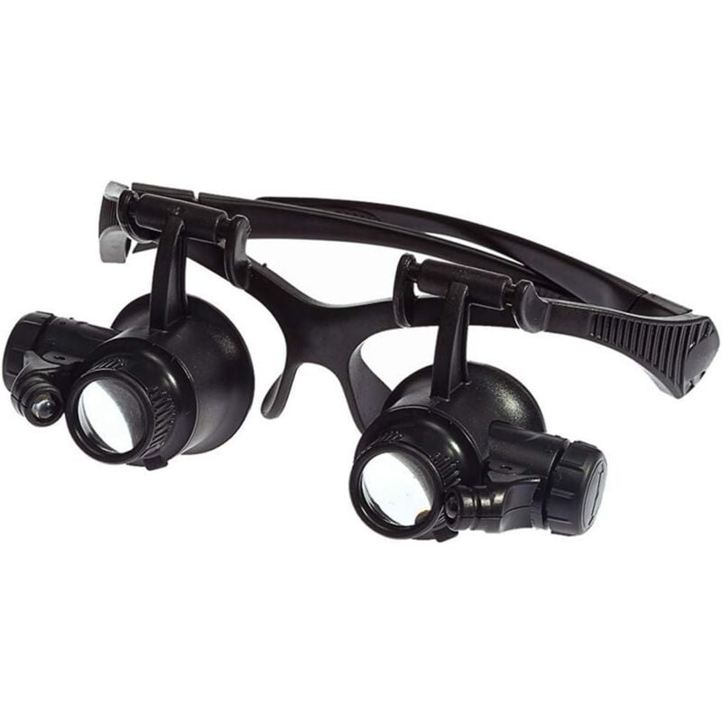 foto del prodotto aiperq lente d ingrandimento led montata sulla testa 10x 15x 20x 25x lente ottica in vetro a doppio occhio con luce led strumenti di misurazione