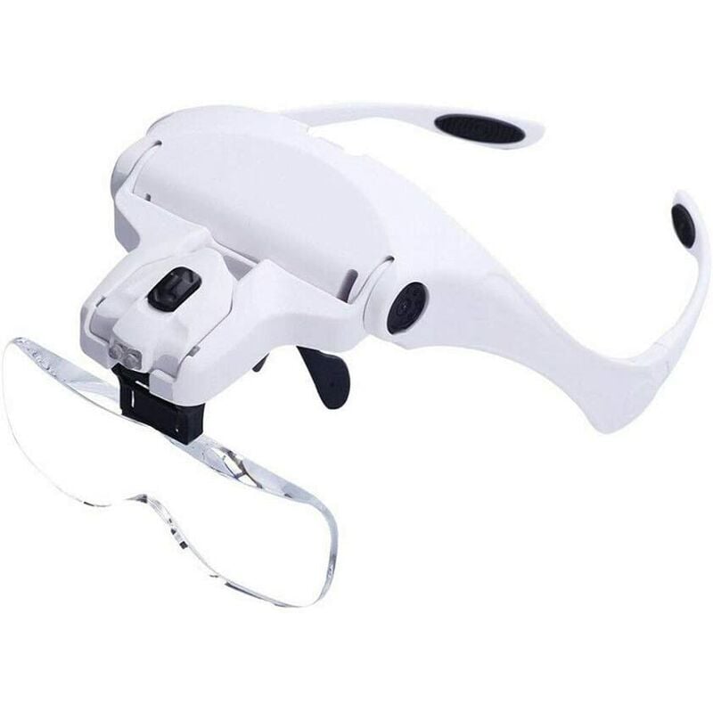 foto del prodotto aiperq lente d ingrandimento lente d ingrandimento con fascia illuminata con 2 led per lavori ravvicinati, lavori di gioielleria
