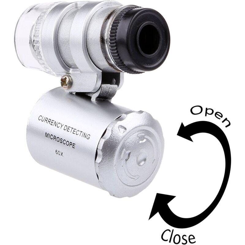 foto del prodotto aiperq lente d ingrandimento per gioielliere 60x mini led uv illuminata con lampada a led microscopio tascabile portatile per l ispezione delle