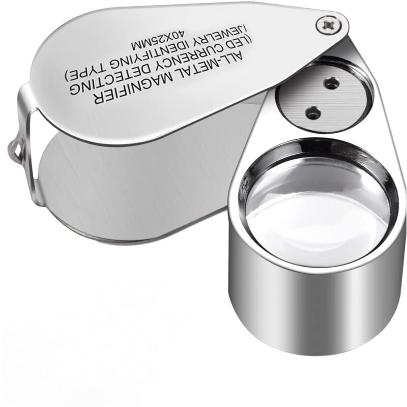 foto del prodotto aiperq lente d ingrandimento pieghevole da gioielliere 40x con luce led per l esame dei gioielli tipo lente d ingrandimento per