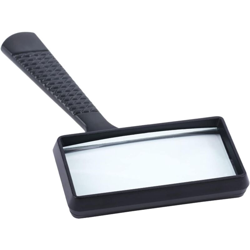 foto del prodotto aiperq lente di ingrandimento rettangolare portatile 5x manico in plastica 100x50mm lente di ingrandimento navigazione libri documenti giornali
