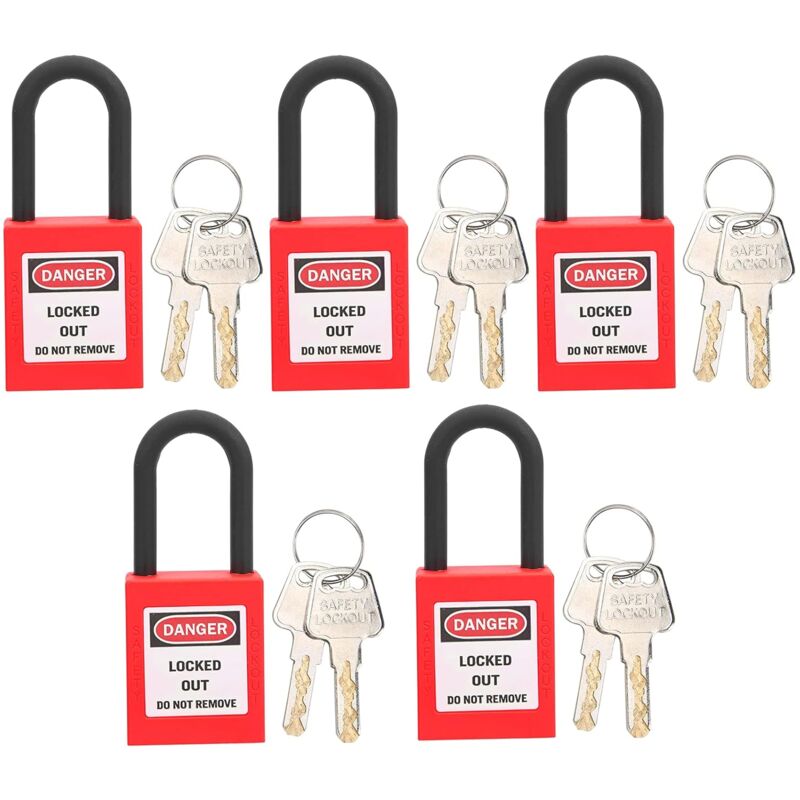 foto del prodotto aiperq lucchetto di sicurezza, set di lucchetti di sicurezza da 38 mm per stazioni di blocco, lucchetto di sicurezza con 2 chiavi per lucchetto, 5