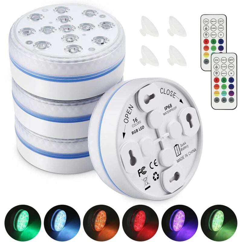 foto del prodotto aiperq luce led sommergibile, luci subacquee a 16 colori, lampada da piscina a 13 perline led con telecomando rf, luci da vasca impermeabili per