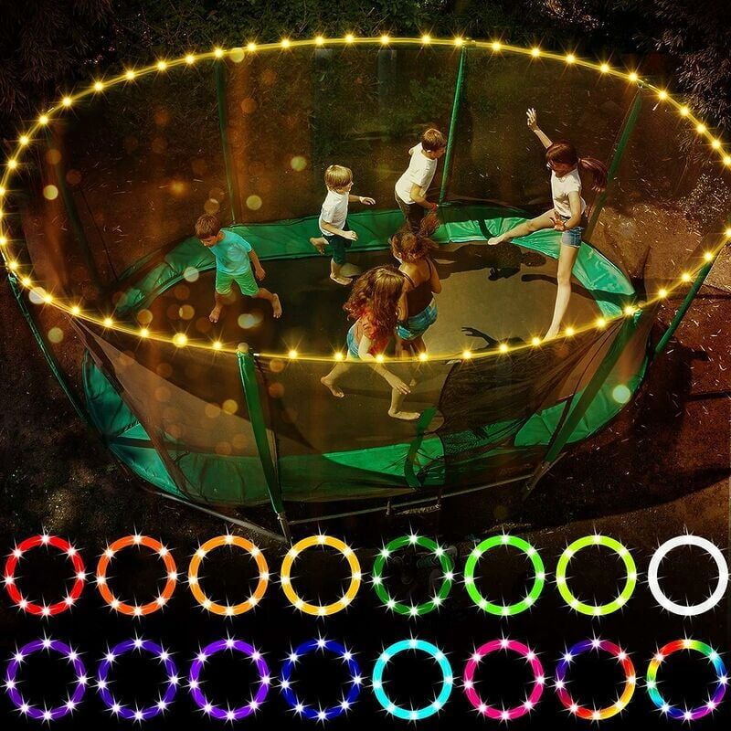 foto del prodotto aiperq luci per trampolino a led, luce per trampolino a led con telecomando, 16 colori che cambiano automaticamente, impermeabile, super luminoso